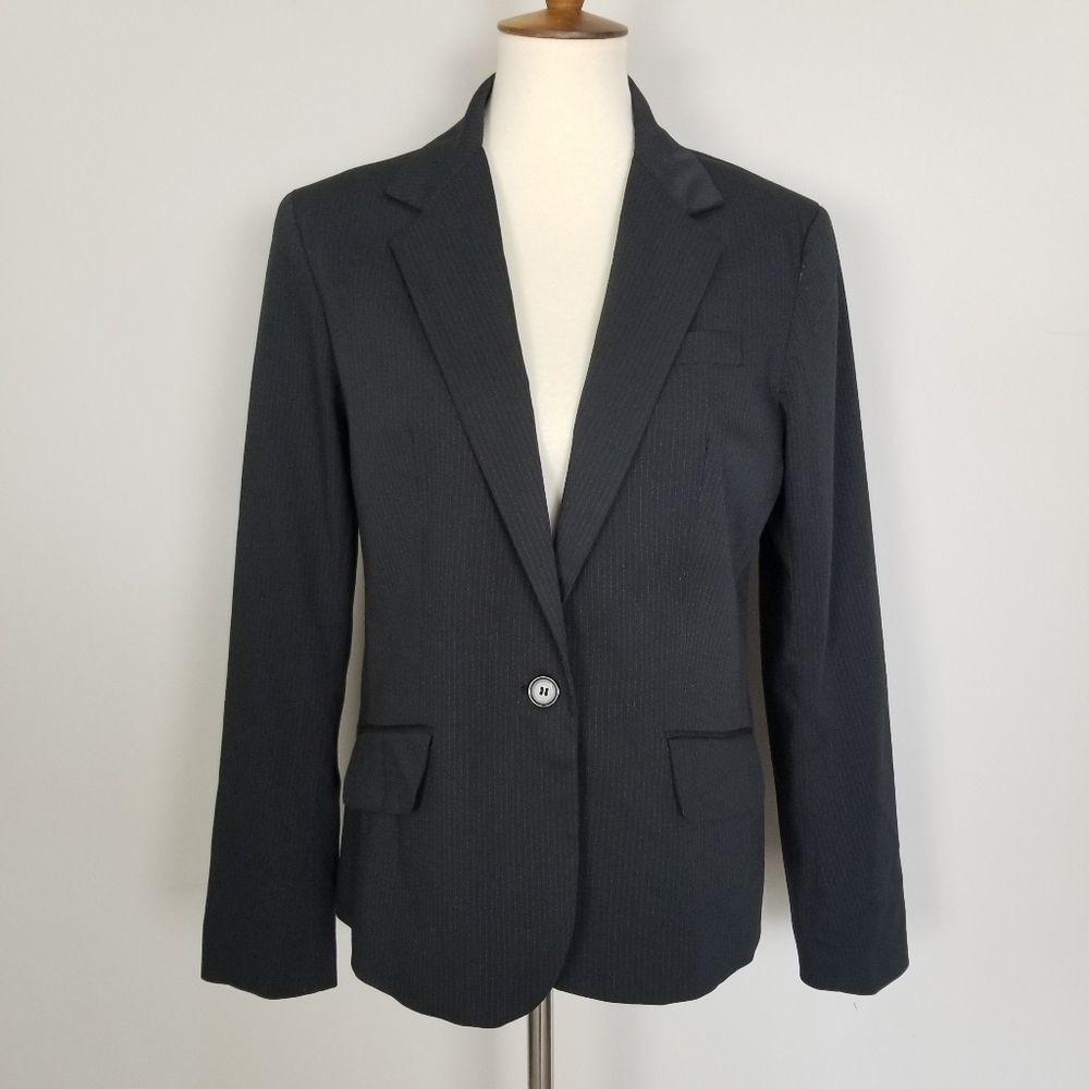 New York Company Black Thin Strips Botton Blazer